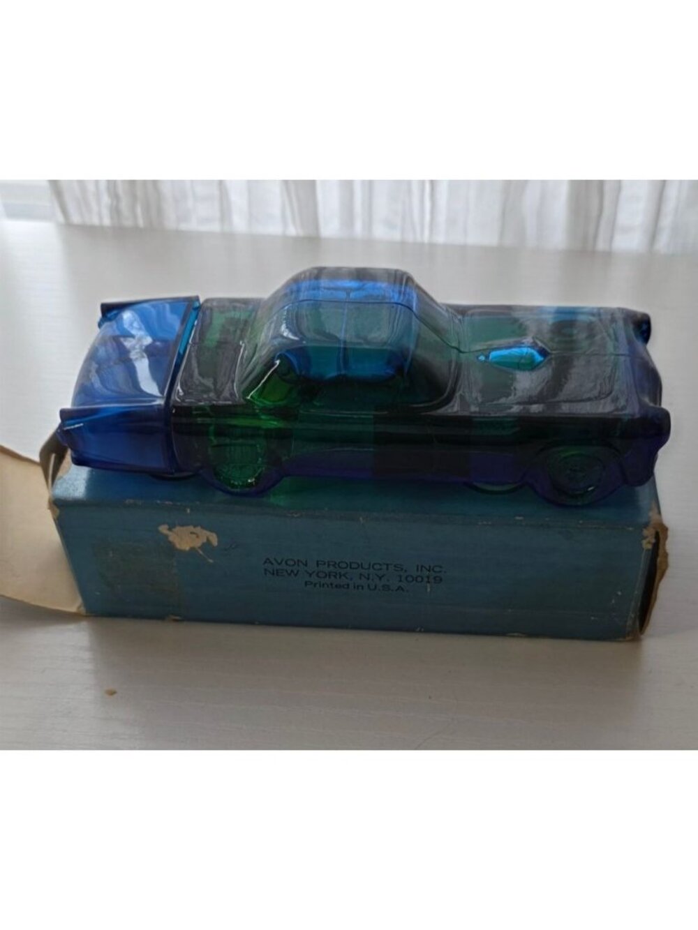 Vintage 1970s Avon '55 Thunderbird Glass Cologne Decanter with Original Box